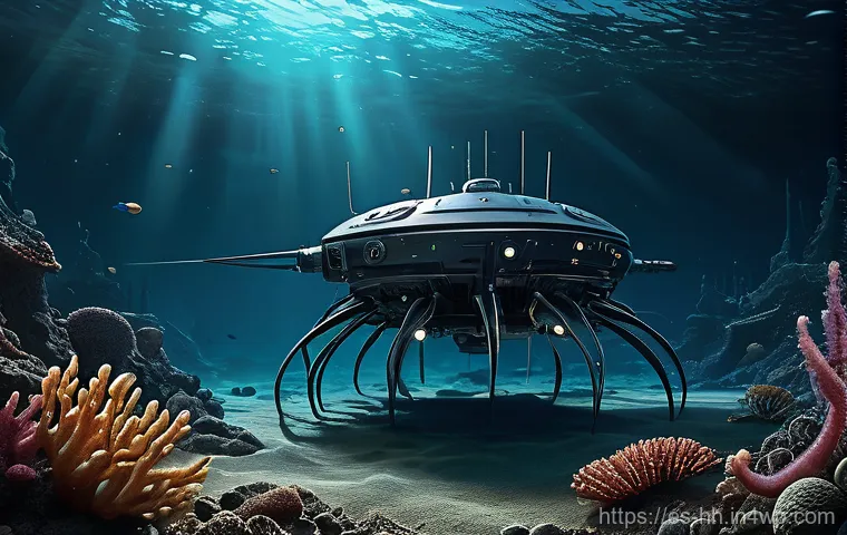 심해 식민지 개발에 있어 윤리적 기준 세우기 - The Bioluminescent Abyss**
"An intricate, highly detailed illustration of a vibrant deep-sea ecosyst...