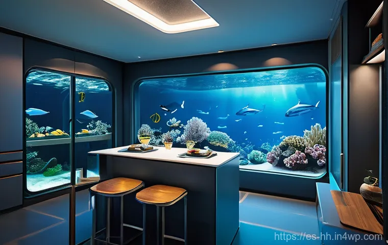 심해 식민지 구상과 기후 변화의 연관성 - **Prompt: "An ultra-modern, spherical underwater habitat nestled within a vibrant, healthy coral ree...