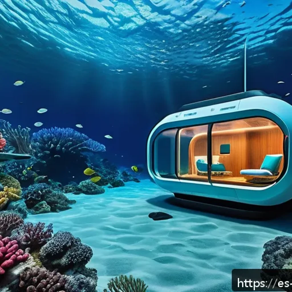 심해 식민지 실험 프로젝트 사례 분석 - A futuristic underwater colony habitat made of advanced titanium and ceramic composite materials, fe...