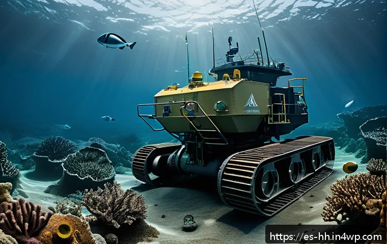 심해 자원 개발과 국제법의 관계 - A detailed underwater scene depicting deep-sea mining operations in international waters near South ...