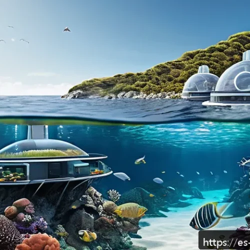 Home 17 심해 식민지 구상에 대한 사용자 의견 조사 - A futuristic underwater research colony nestled on the ocean floor, featuring large transparent dome...