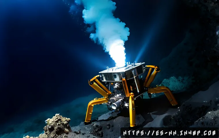 심해 탐사의 최신 기술과 그 응용 - Photorealistic deep-sea exploration scene off the volcanic Canary Islands, advanced remotely operate...
